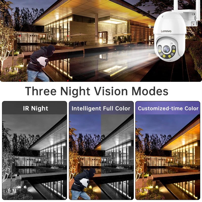 Lenovo 3MP 5MP PTZ WIFI IP Camera Audio CCTV Surveillance Smart Home Outdoor 4X Digital Zoom Color Night vision Waterproof