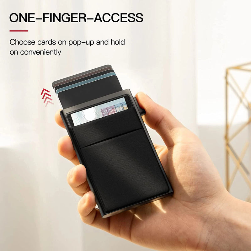 SEMORID Rfid Smart Wallet Card Holder Metal Men Business Credit Card Pop Up Wallet Slim Mini Metal Vallet